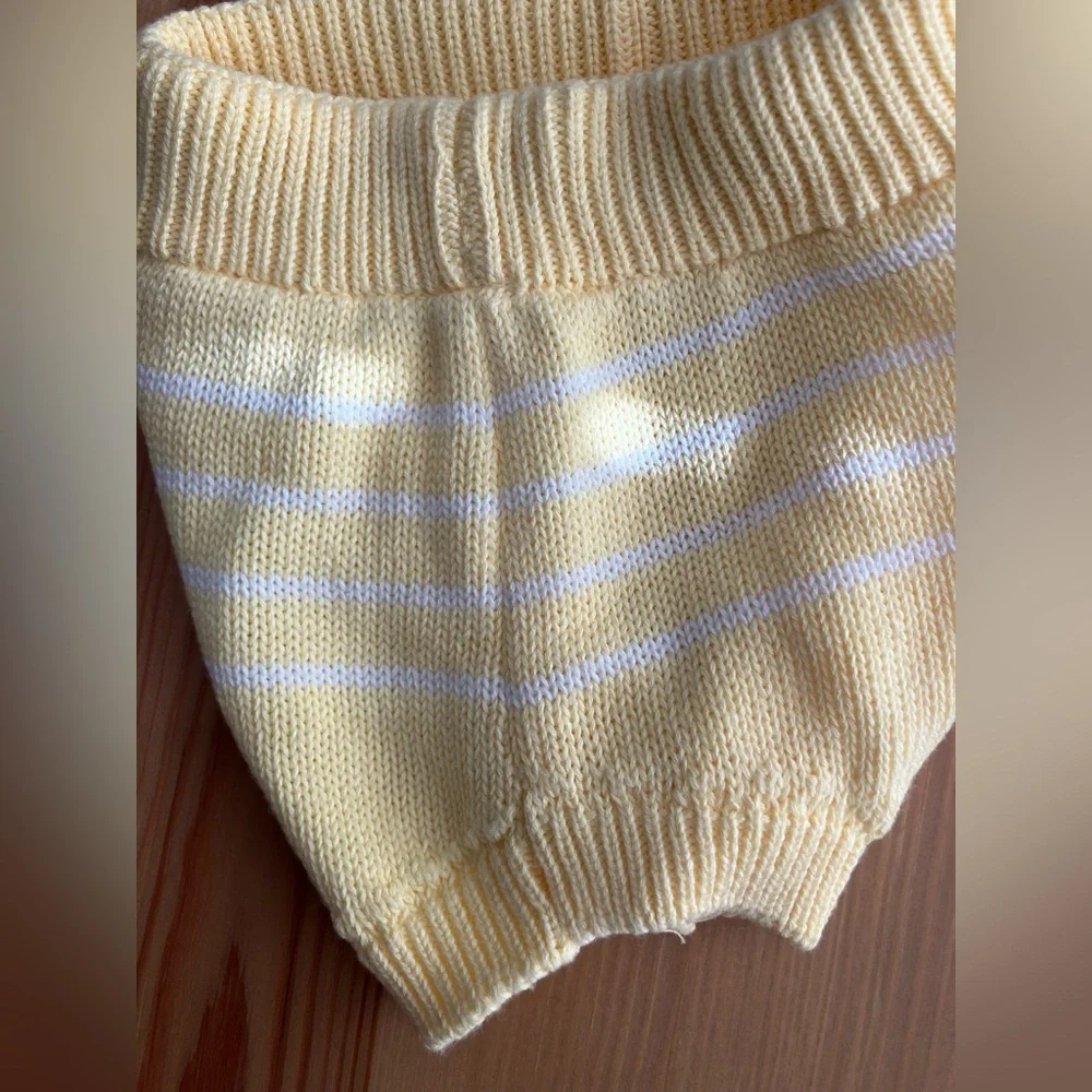 Fin + Vince Banana Yellow Striped Knit Baby Bloomers 0-3m